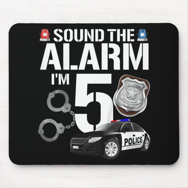 Kids 5 Year Old Police Birthday Officer Cop Car 5t Mouse Mat (Front)