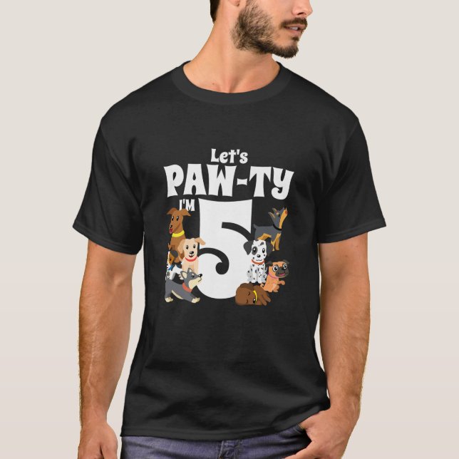 Kids 5 Year Old Puppy Dog Birthday Pawty Dogs 5Th T-Shirt (Front)