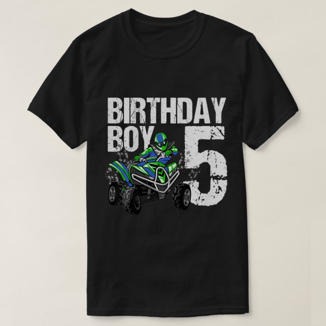 Kids 5 Year Old Quad Birthday Party Theme ATV 4 Wh T-Shirt (Design Front)