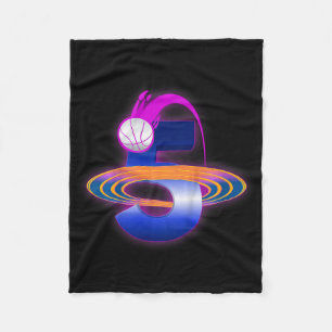 Kids 5 Year Old Space Bysketbyll 5th Birthday Part Fleece Blanket