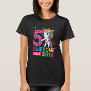 Kids 5 Year Old Unicorn Flossing 5th Birthday Girl T-Shirt