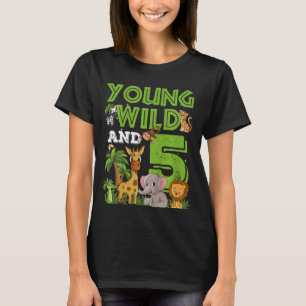 Kids 5 Year Old Zoo Birthday Safari Jungle Animal T-Shirt