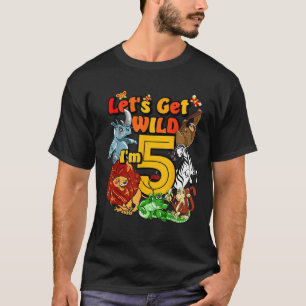 Kids 5 Year Old Zoo Birthday Shirt Safari Jungle A