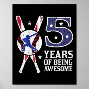 Kids 5 Years Being Awesome Bysebyll Flag 5th Birth Poster