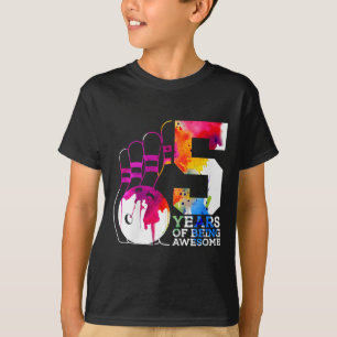 Kids 5 Years Of Being Awesome Bowling 5th Birthday T-Shirt