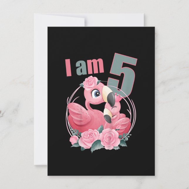 Kids 5 Years old 5 birthday outfit Boy girl Flamin Invitation (Front)