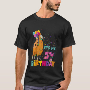 Kids 5 Years Old 5th Birthday Sloth Riding Llama G T-Shirt
