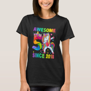Kids 5 Years Old 5th Birthday Unicorn Dabbing  Gir T-Shirt