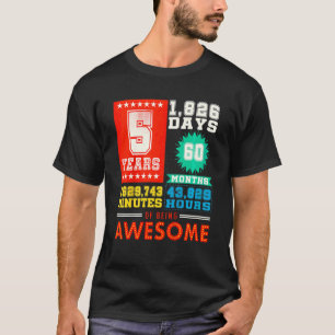 Kids 5 Years Old 5th Birthday Vintage Retro 60 Mo T-Shirt