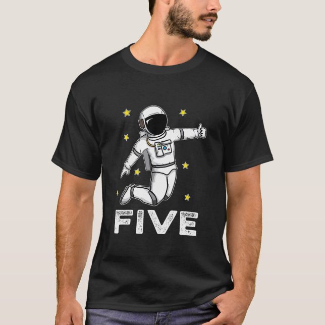 Kids 5 Years Old Birthday Boy Astronaut Gifts Spac T-Shirt (Front)