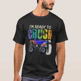 Kids 5 Years Old Boy  5th Birthday  Monster Truck  T-Shirt