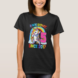 Kids 5 Years Old Girl Dabbing Unicorn Awesome Sinc T-Shirt