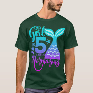 Kids 5 Years Old Girl Mermaid 5th Fifth Birthday F T-Shirt