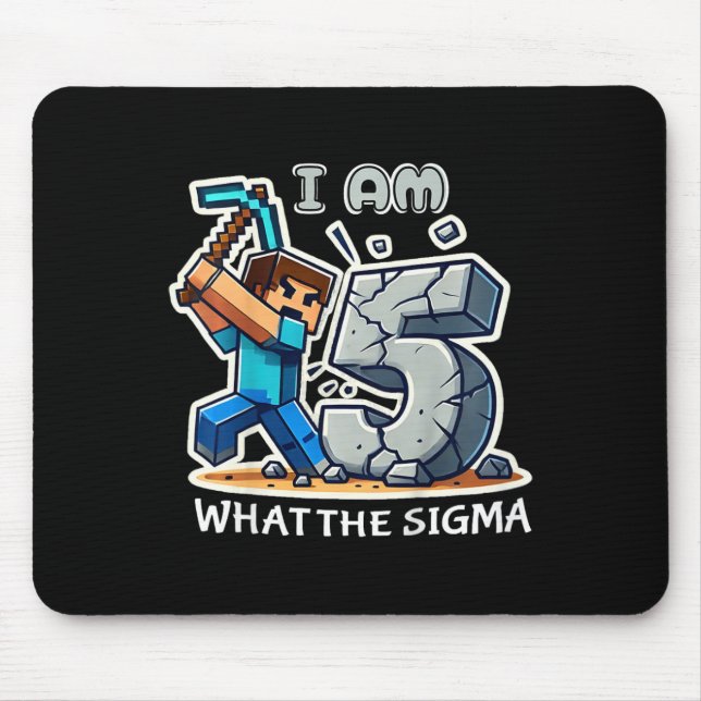 Kids 5 Years Old Sigma Pixel Art Mining Gamer Styl Mouse Mat (Front)