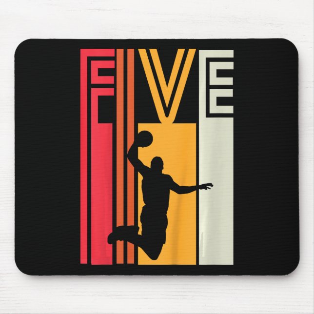 Kids 5th Birthday Basketball Lover Gift 5 Years Ol Mouse Mat (Front)