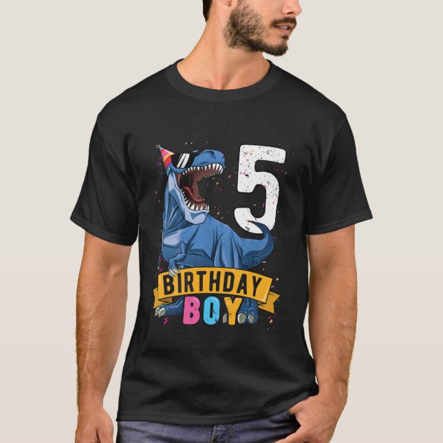 Kids 5Th Birthday Birthday Boy T Rex Kids 5 Year O T-Shirt (Front)