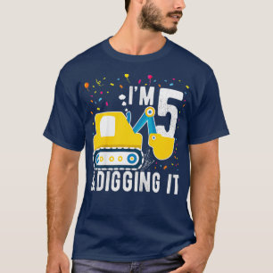 Kids 5th Birthday Boy 5 Year Old Construction T-Shirt