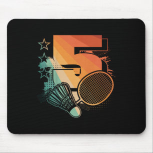 Kids 5th Birthday Boy Badminton Player Badminton 5 Mouse Mat