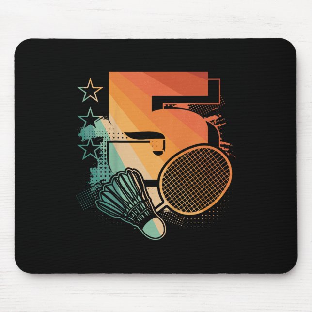 Kids 5th Birthday Boy Badminton Player Badminton 5 Mouse Mat (Front)