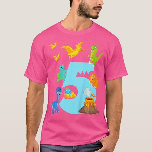 Kids 5Th Birthday Boy Dino Outfit - Five Years Old T-Shirt (Front)