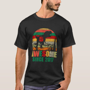 Kids 5th Birthday Boy Dinosaur Five Year Old Aweso T-Shirt