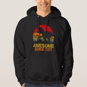 Kids 5th Birthday Boy Dinosaur Trex 5 Year Old Awe Hoodie