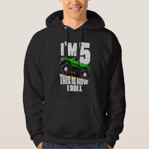 Kids 5th Birthday Boy Monster Truck Rule Jam Fiv Hoodie