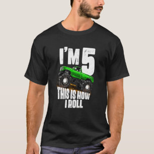Kids 5th Birthday Boy Monster Truck Rule Jam Fiv T-Shirt