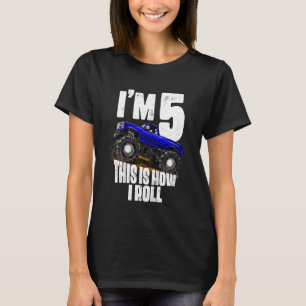 Kids 5th Birthday Boy Monster Truck Rule Jam Fiv T-Shirt