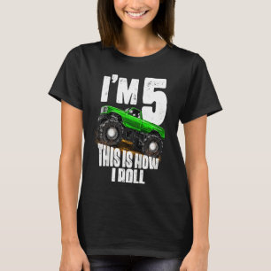 Kids 5th Birthday Boy Monster Truck Rule Jam Fiv T-Shirt