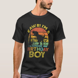 Kids 5th Birthday Boy Rawr Im 5 Dinosaur Rex 5 Yea T-Shirt