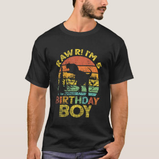 Kids 5th Birthday Boy Rawr Im 5 Dinosaur Rex 5 Yea T-Shirt