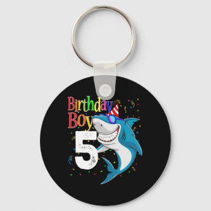 Kids 5th Birthday Boy Shark Jaw-Some Five Boys Key Ring
