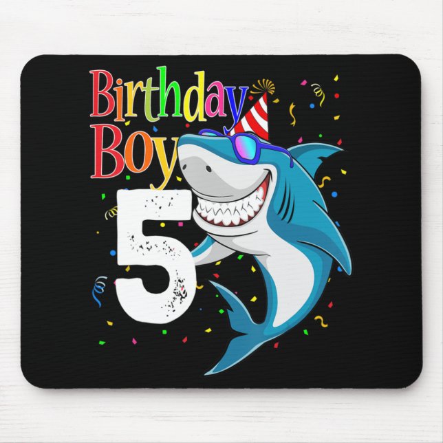 Kids 5th Birthday Boy Shark  Jaw-Some Five  Boys  Mouse Mat (Front)