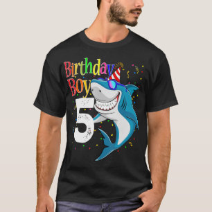 Kids 5th Birthday Boy Shark  Jaw-Some Five  Boys  T-Shirt