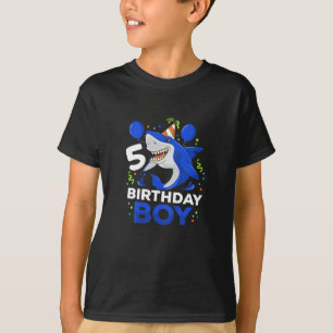 Kids 5th Birthday Boy Shark Ocean Theme Party 5 T-Shirt