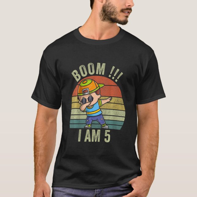 Kids 5th Birthday  Boys Boom Iu2019m 5 Year Old Bi T-Shirt (Front)