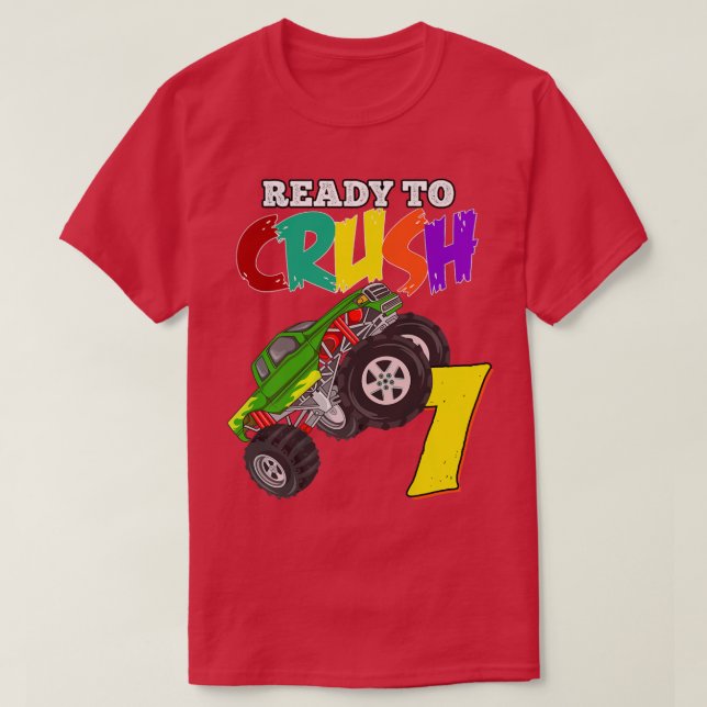 Kids 5th Birthday Boys Monster Truck 5 Year Old Ra T-Shirt (Design Front)