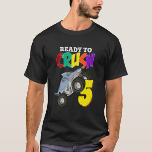 Kids 5th Birthday Boys Monster Truck 5 Year Old Ra T-Shirt