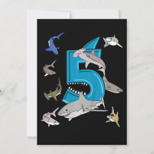Kids 5th Birthday Boys Shark White Shark Save The Date