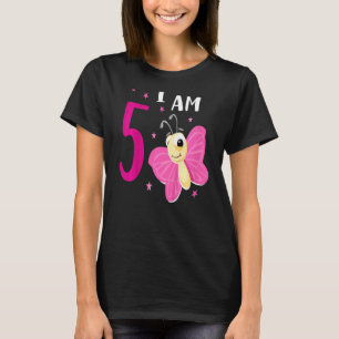 Kids 5th Birthday Butterfly T-Shirt