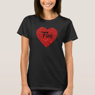 Kids 5th Birthday Cute Heart for Girls 5 Year Old T-Shirt