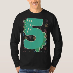 Kids 5th Birthday Dinosaur Five Dino Spike Fifth B T-Shirt