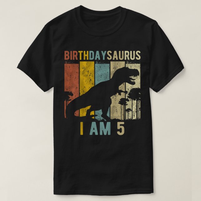 Kids 5th Birthday Dinosaur T Rex 5 Year Old Birthd T-Shirt (Design Front)