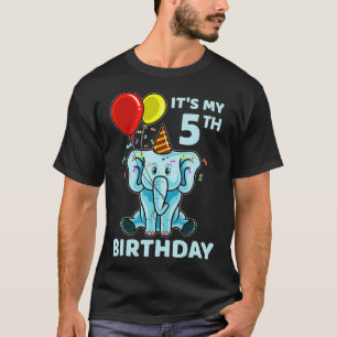 Kids 5th Birthday Elephant Its My 5th Bday Party T-Shirt