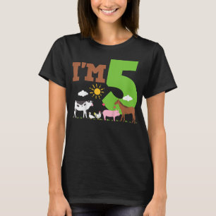 Kids 5th Birthday Farm Animals Farmer Animals Five T-Shirt