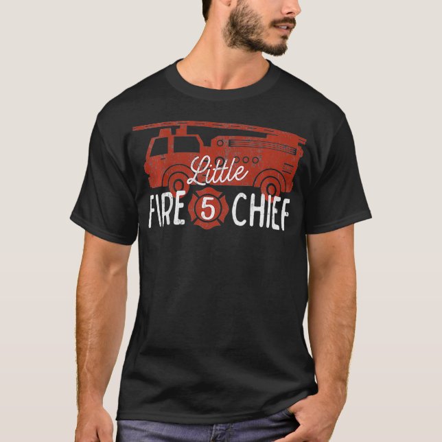 Kids 5th Birthday Firetruck  Boys 5 Year Old T-Shirt (Front)