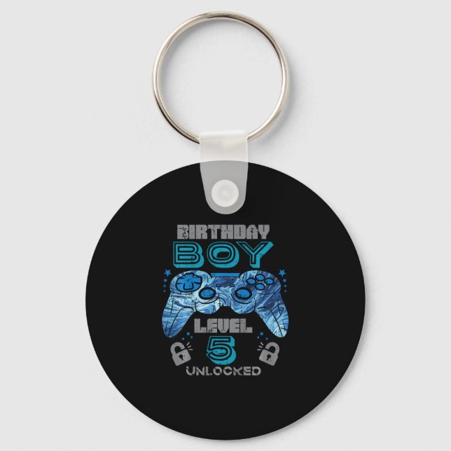 Kids 5th Birthday Gamer Level 5 Unlocked Video Gam Key Ring (Front)
