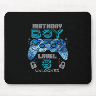 Kids 5th Birthday Gamer Level 5 Unlocked Video Gam Mouse Mat