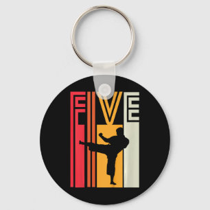 Kids 5th Birthday Gift Karate Retro Taekwondo Mart Key Ring
